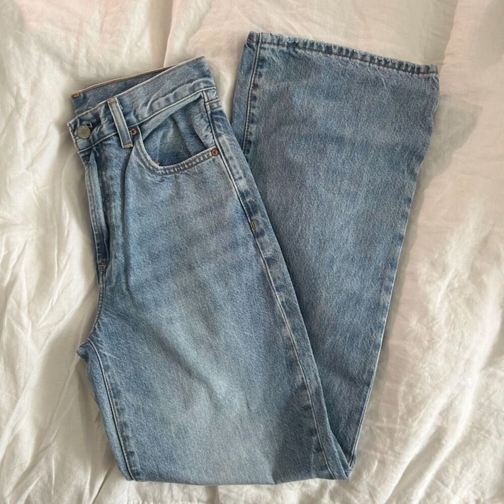 Denim Forum The Farrah Hi Rise Wide Leg Jeans 25 100% Cotton NWOT